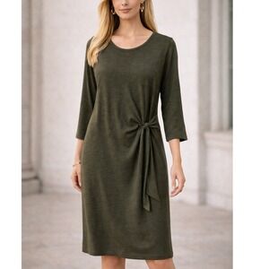 Gap Womens Dress Size XL Side Tie in Olive Green Soft Spun Knit NEW $60